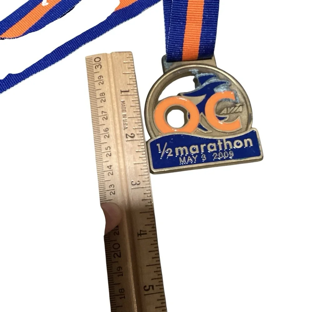 The OC Half Marathon Running Race Medal & Lanyard Orange County CA 2009 & 2012
